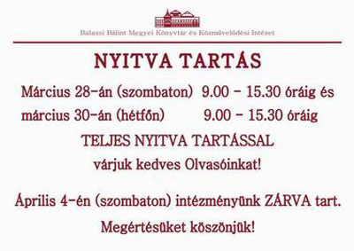 A Balassi Bálinrt Megyei Könyvtár és Közművelődési Intézet felhívása A Balassi Bálinrt Megyei Könyvtár és Közművelődési Intézet felhívása