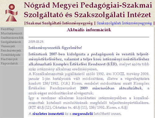 A Nógrád Megyei Pedagógiai-Szakmai Szolgáltató és Szakszolgálati Intézet honlapja
