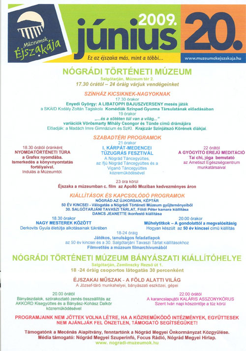 A Nógrádi Történeti Múzeum hirdető plakátja Plakát