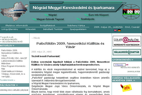 A Nógrád Megyei Kereskedelmi és Iparkamara honlapja A Nógrád Megyei Kereskedelmi és Iparkamara
