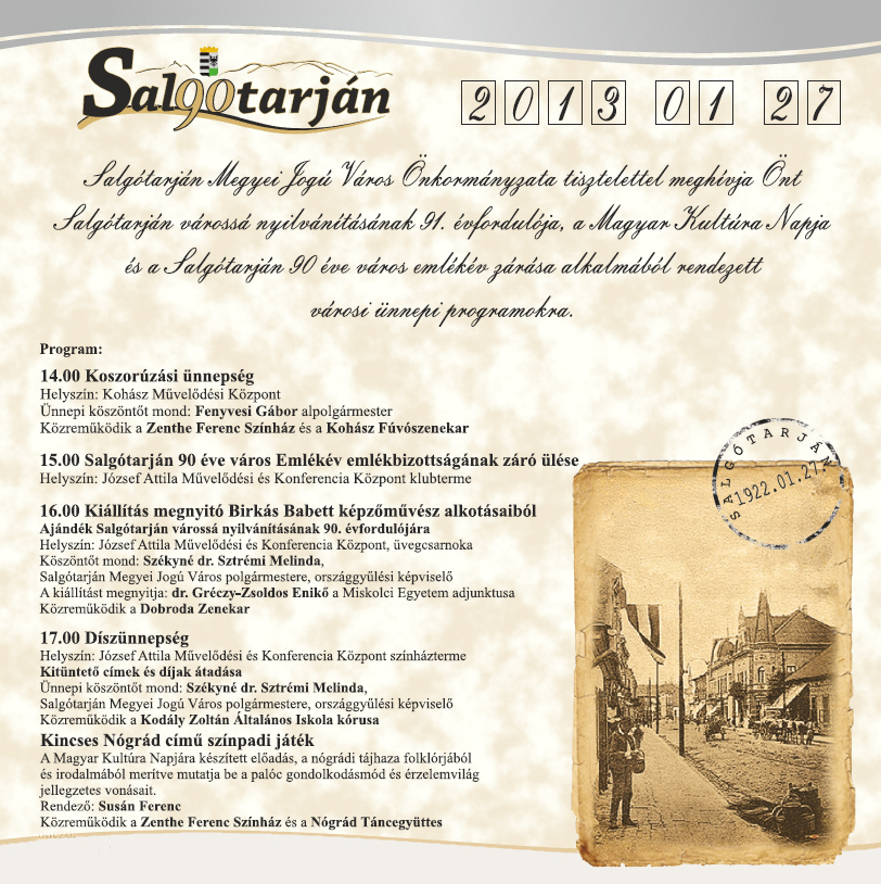 Ünnepi programok Salgótarjánban Salgótarján